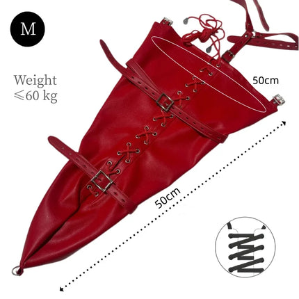 Y-back Strap Lace-up Straight Arm Binder with Zipper Leather Tight Fit Single Sleeve for Couple BDSM Bondage Interaction Sex Toy