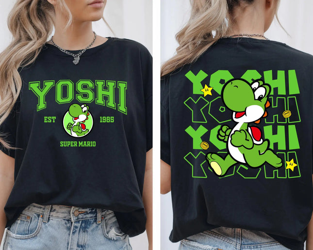 Super Mario Yoshi T-shirt Men and Women Summer Cotton Clothing Cartoon High Quality Round Neck Short Sleeved Tee Streetwear