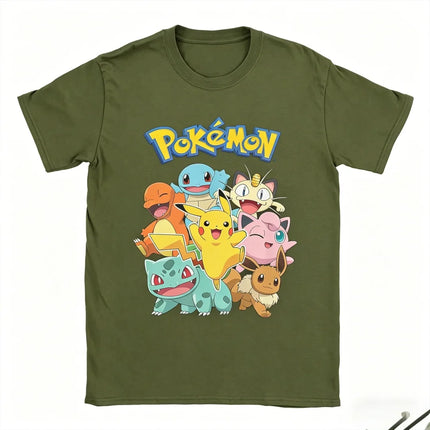 2026 Hot Sale Pokemon All Characters T-shirt Anime Cartoon Tee Men Women Casual Short Sleeve Summer Top for Fans Gift Cotton Top