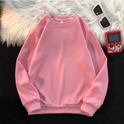 2026 Winter Womens Solid Hoodies Basic Warm Fleece Sweatshirt Soft Breathable O-Neck Pullover Casual Female Clothes