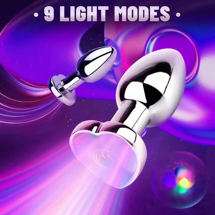 1PCS Heart-shaped Metal Vibrating Anal Plug Luminous Vibrating Anal Plug Remote Application Control Adult Couples Sex Toy