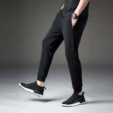 Summer Thin Men Invisible Zipper Open Crotch Pants Sports Casual Black Plus Size Loose Trousers