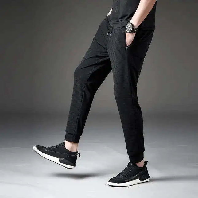 Summer Thin Men Invisible Zipper Open Crotch Pants Sports Casual Black Plus Size Loose Trousers