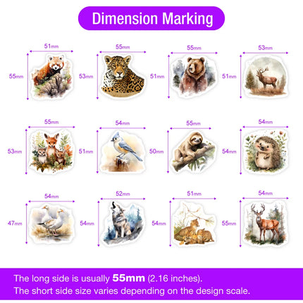 Aesthetics Forest Animal Stickers Art Gift Toys Waterproof Decal for Laptop Scrapbook Notebook Phone Luggage Bottles Decorative