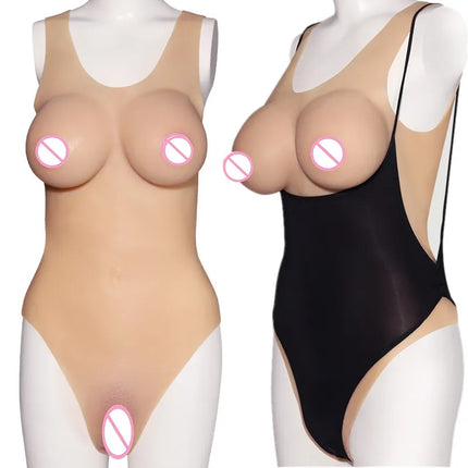 Silicone Bodysuit Artificial Breastplate Sexy Female Tits Fake Boobs Shemale Chest Crossdressing Cosplay Sex Toys For Women Men