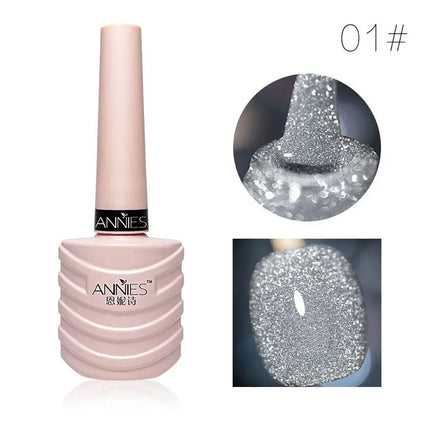 Glitter Reflective Gel Nail Polish 12 Color Red Pink UV Gel Varnish Sparkling Sequins Soak Off Nail Gel Nail Polish for Manicure