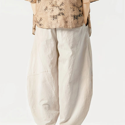 FGKKS Men's Pants Fashion Brand New Chinese Style Cotton Spring Luxury Casual Loose Oversize Male Wide Leg Trousers
