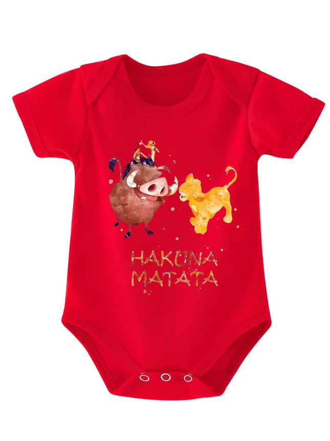Cartoon HAKUNA MATATA The Lion King Printed Baby Clothes Onesies Funny Infant Bodysuit Short Sleeve Jumpsuit Outfits