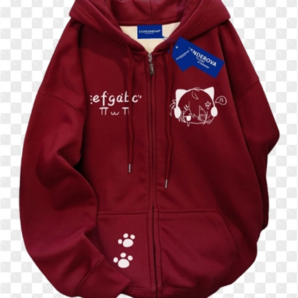 2025 New Girl Student Hooded Zipper Cardigan Jacket Spring And Autumn Thin Collection Fashion Trends Versatile Lazy Wind