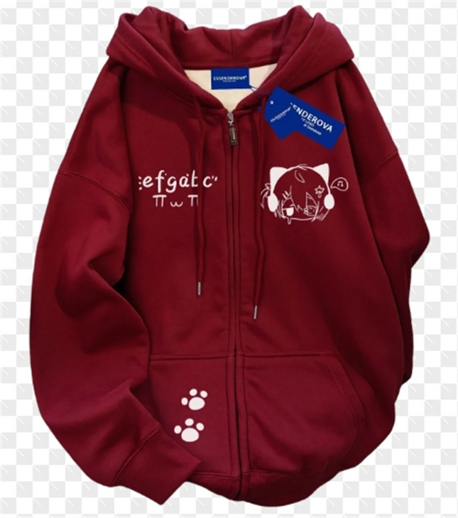 2025 New Girl Student Hooded Zipper Cardigan Jacket Spring And Autumn Thin Collection Fashion Trends Versatile Lazy Wind