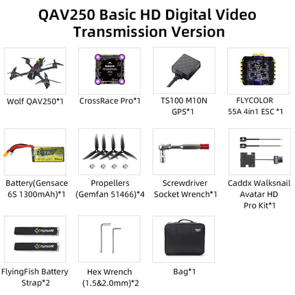 Radiolink Wolf QAV250 FPV Drone 15 Min Flight  GPS 180KM/H at PosHold Flight Mode Real-time Image Transmission Racing drone Quad