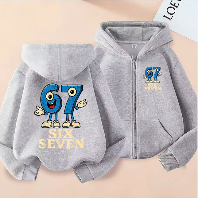Hot Six Seven Children's Zip Up Hoodies Funny 67 Brainrot Zipper Hoody Clothes Kid Girl Boy Baby Casual Fashion Tops Sweatshirts