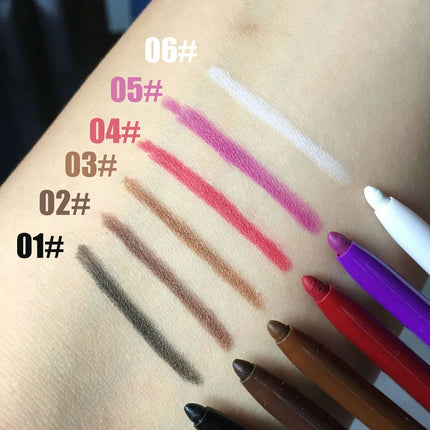 6 Colors Eyeliner Pencil Waterproof Long-lasting Red Black Brown Eyeliner Easy Wearing Quick Dry Smooth Eye Liner Gel Eye Makeup