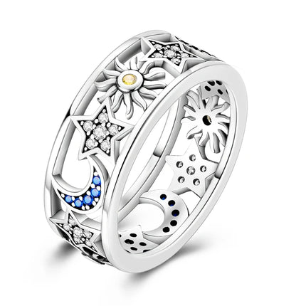 Shine Zircon Ring 925 Silver Original Stone Multi Layer Simple Infinitely Wide Rings For Women FineJewelry Wedding Party Gift