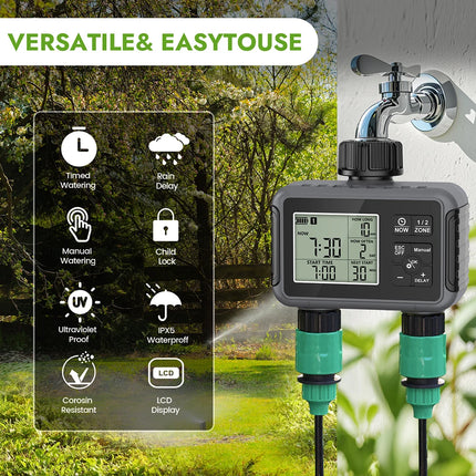 1/2/3-Outlet Automatic Watering System with Timing Control Automatic Water Timer Sprinkler Used Outdoor to Save Water&Time