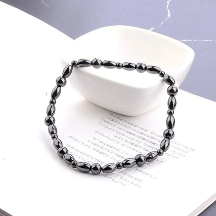 Lose Weight Girl Women Men Charm Magnetic Black Stone Anklet Anklet Anklet Hematite Magnetic Obsidian Natural Slim Therapy G3K5