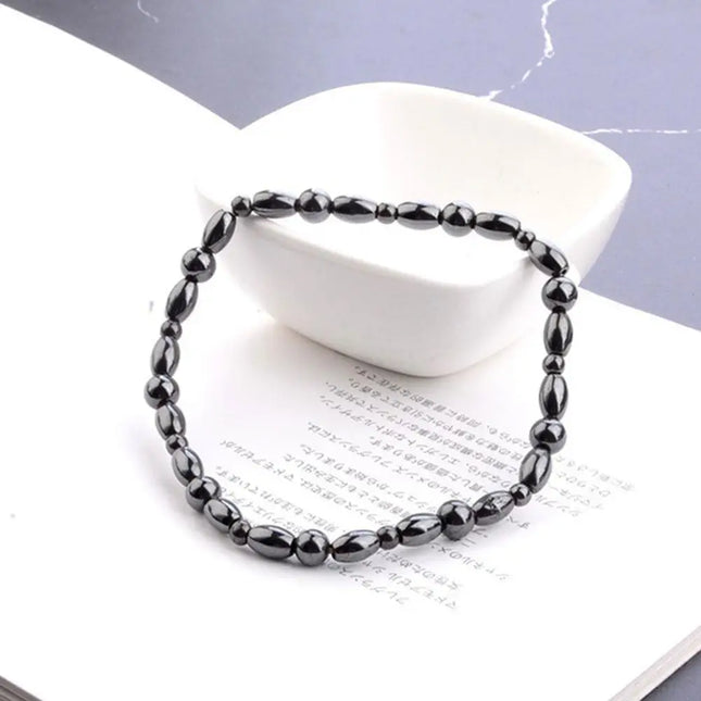 Lose Weight Girl Women Men Charm Magnetic Black Stone Anklet Anklet Anklet Hematite Magnetic Obsidian Natural Slim Therapy G3K5