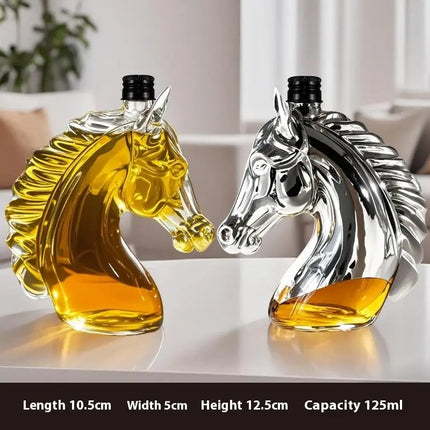 1Pc Whiskey Bottle Engraved Horse Head Shape Glass Decanter For Whiskey Bourbon Brandy Unique Liquor Bottle Gift For Lovers