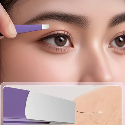 4-piece stainless steel eyebrow tweezers purple set makeup tools for eyelash extension, eyebrow shaping, hair removal