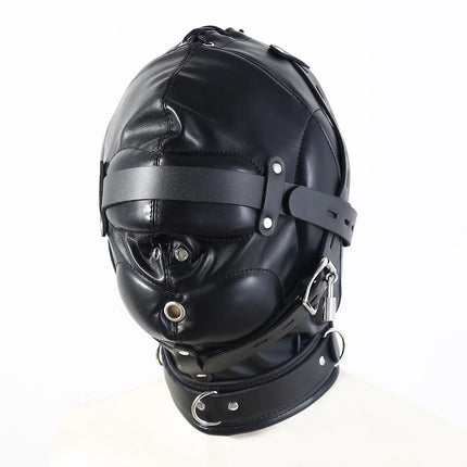 Fetish Full Head Hood Couple Adult Cosplay Games PU Leather Sexy Mask Hood Halloween Party Bondage Face Cover Role Play Costumes