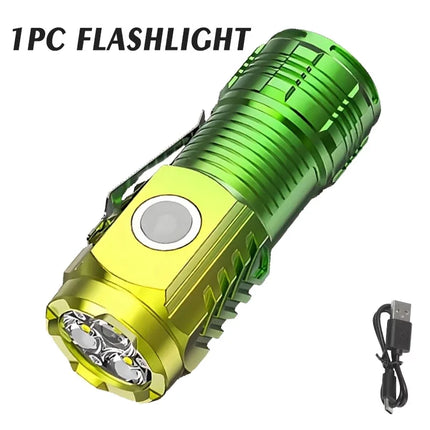 3LED Super Bright Flashlight  Mini Burst Flash Torch Rechargeable Outdoor Waterproof Emergency Spotlight with Pen Clip Magnet