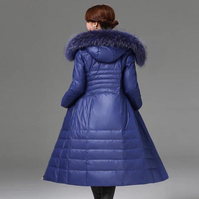 Shengyu Boya Women's Mid-Length Thickened Down Jacket with Fur Collar for Middle-Aged and Elderly, New Model