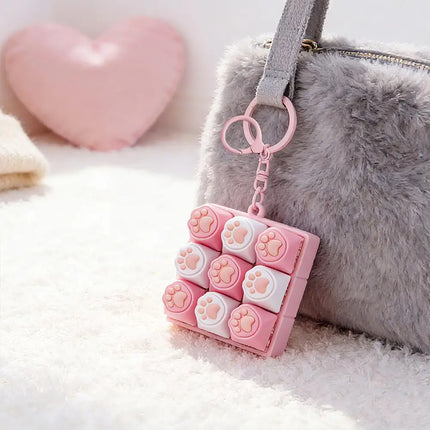 9 Keys Keyboard Key Toy Cat Paws Finger Button Stress Relief Toys Mechanical Keyboard Keycaps Keychain Office Decompression Calm