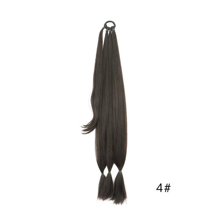 Synthetic Long Braided Ponytail Extension with Hair Tie Straight Wrap Around Natural Soft Hair Piece Daily Wear 30 Inch 160 Gram