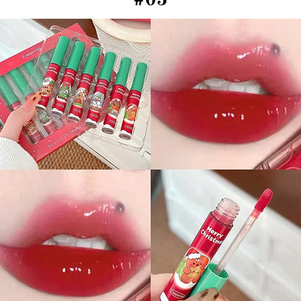 Cappuvini 6-Pack Lip Gloss Set Christmas Gift Water Light Long-Lasting Easy Apply Lip Glaze Lipstick Collection