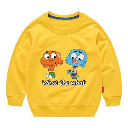 The Amazing World Of Gumball Kids Sweatshirt 100% Cotton O-neck Long Sleeve T-Shirt 3-12Years Kids Cartoon Sports Hoodie