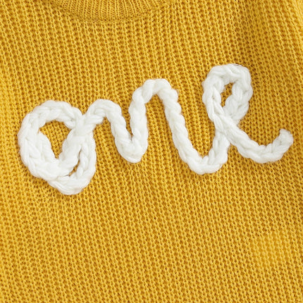 Newborn Baby Girl Boy Sweater Long Sleeve Crew Neck Letters Embroidery Winter Warm Knit Pullover Sweater Infant Autumn Clothes