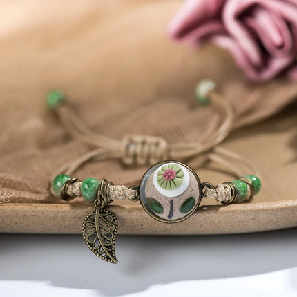 Forest Series Plant hand-kneaded Ceramic Adjustable DIY Bracelet For Women Gift Jewelry Wholesale #CZ501