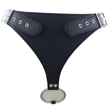 Leather Chastity Belt,Strapon Dildo Harness Underwear,Strap-on Anal Plug Butt Panties,Sex Toys For Women Men