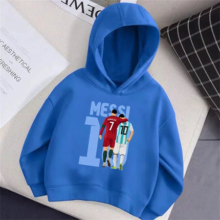 Autumn Soccer Star Messi Cartoon Printed Children's Hoodie Long-sleeved Sweatshirt Casual Top for Boys and Girls Kid Pullover
