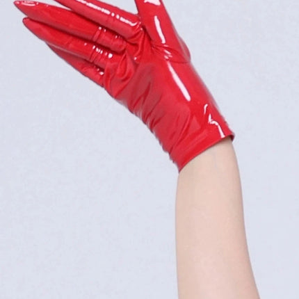 Wet Look PVC Short Gloves Shiny PU Leather Cosplay Sexy Separated Fingers Guantes Dance Performance Luvas Gothic Clubwear Glove
