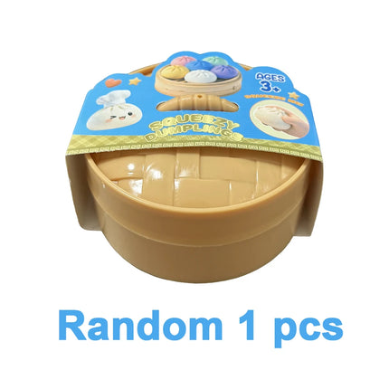 NEW Realistic Giant Dumpling Squeeze Toy with Bamboo Steamer Soft TPR Dough Ball Decompression Fidget Toy Creative Funny Gift