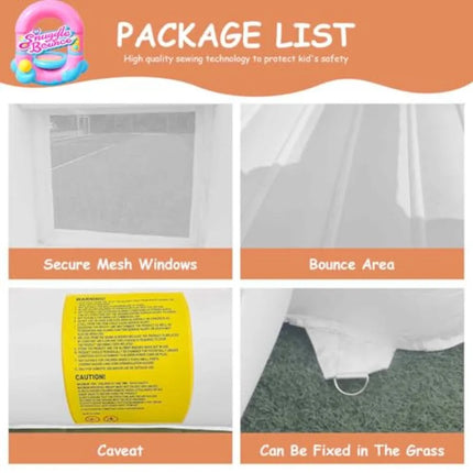 12.5FTx7.1FT White Iatable Bounce House Iatable Castle with Slide and Ball Pool Indoor and Outdoor Toys for Active Used for Iat