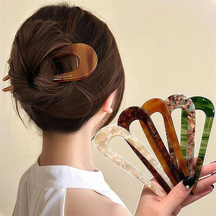 French Styles Hair Forks Hair Sticks Acetic Acid U-Shape Hair pins Bun Women Girls Vintage Hairstyle Hair Accessories Headband