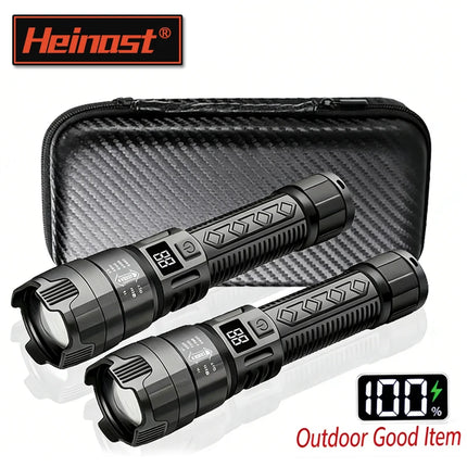 High Strong Power Led Flashlights 2000LM Tactical Torch with Display Light USB Charging Camping Fishing Emergency Zoom Lantern