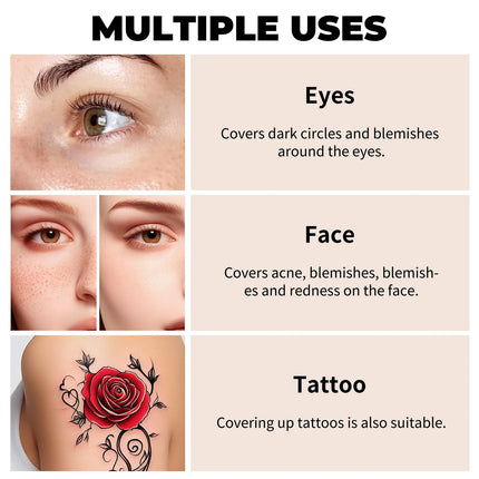 Waterproof Full Coverage Concealer Cream Long Lasting Hide Dark Circles Acne Spots Facial Blemish Foundation Makeup