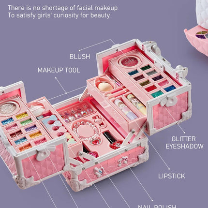 Kids Makeup Kit for Little Girls 49 Pcs Washable Makeup Kit Kids Real Girls Makeup Kit with Cosmetic Case ，Birthday Gifts