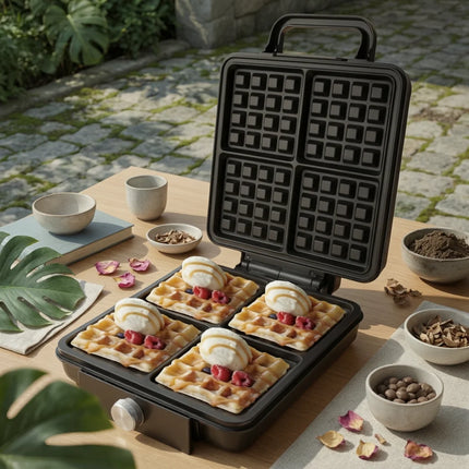 4-Slice Waffle Appliance Easy to Clean 4 Slice Waffle Appliance Small Appliance Heat-Resistant Handle Handle 1500W