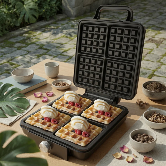 4-Slice Waffle Maker Easy to Clean 4-Slice Waffle Maker Small Appliance Heat-Resistant Handle Handle 1500W