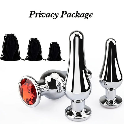 Tapered Anal Plug Anal Trainer Kit, Metal Jeweled, Fetish Jewelry Butt Plug Anal, Sex Toys Women Men Couples Lover