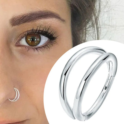 Nose Rings Hoops Double Septum Rings Cartilage Hoop Earring Piercing Nariz Open Stacked Hoop Nose Rings for Women and Men