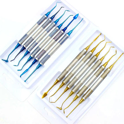 Dental Resin Spatulas Composite filling Dental Dentistry tools 6pcs/Set Titanium Plated Head Resin Filler set