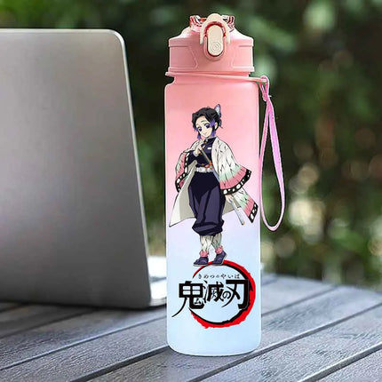 Demon Slayer  Straw Cup 750ML Children's Large Capacity Portable Kamado Nezuko Sports Plastic Bottle Anime Gradient Drinking