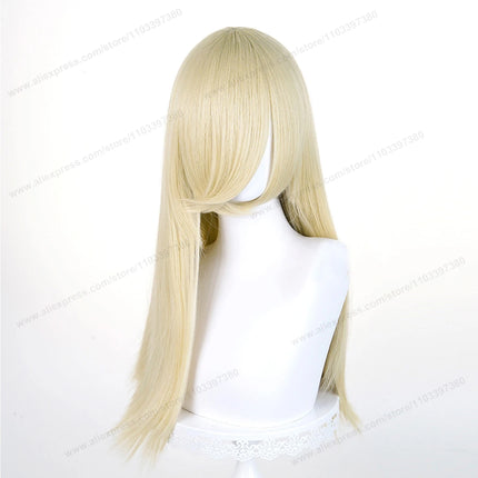 60cm Long Straight Cosplay Synthetic Wig With Bangs Golden Yellow Green Blonde Purple Heat Resistant Hair Anime Wigs + Wig Cap