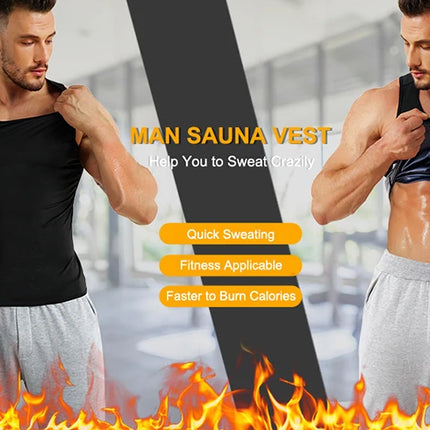 Hot Slimming Sauna Sweat Vest for Men Heat Trapping Pullover Sweat Enhancing Vest Workout Body Shaper Reduce Weight Tank Tops