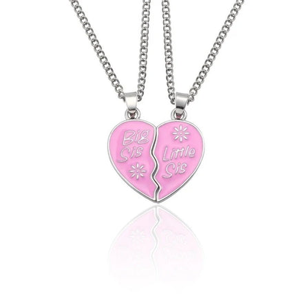Zircon Best Friend Zircon Love Couple Pendant Necklace 2 Pcs/ Set Rainbow Broken Heart BFF Good Friends Friendship Jewelry Gift